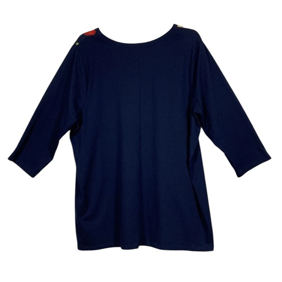 Lane Bryant Women Black with Multi Peony Florals 3/4 Sleeve Top Size 26/28 - Picture 5 of 10